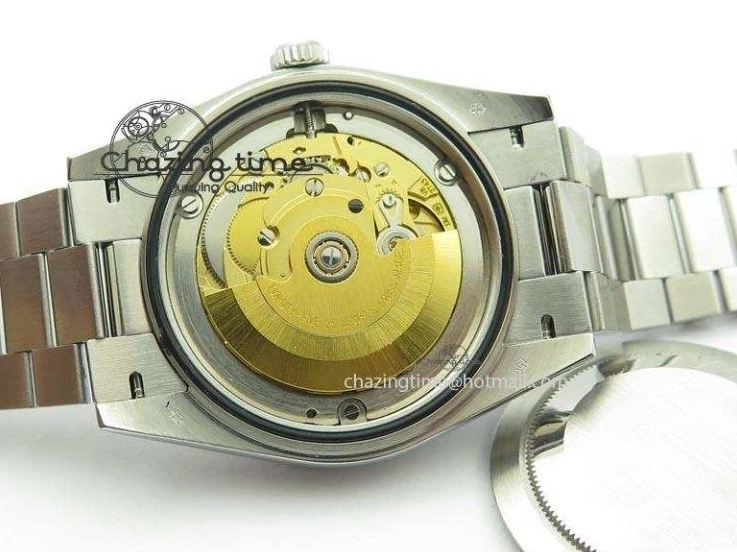 MiroTime 0508 Stretchable DayDate 40mm BP-Maker 228206 SS Green Roman Dial (Fluted Bezel) On SS Bracelet ETA 3904